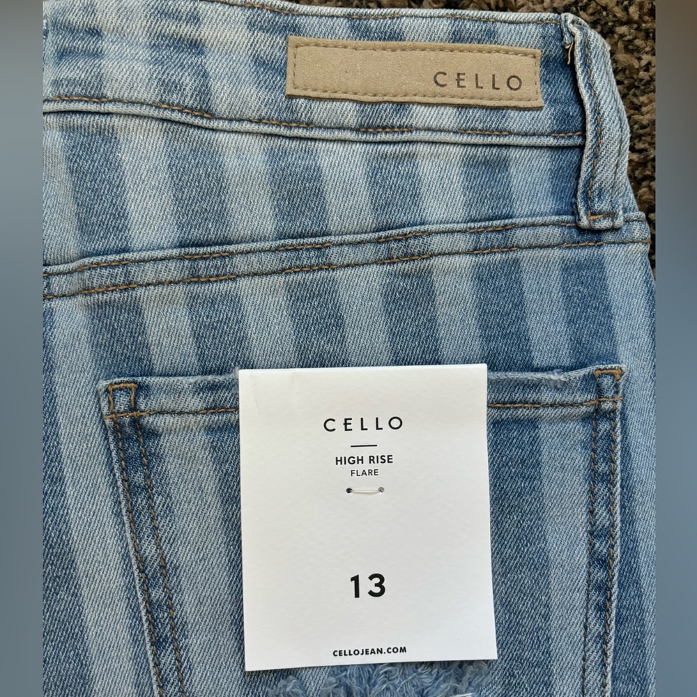 Cello Striped High Rise Flare Jeans - Picture 4 of 5